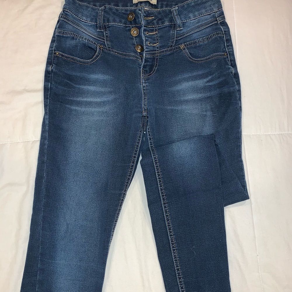 High waisted denim skinny jeans